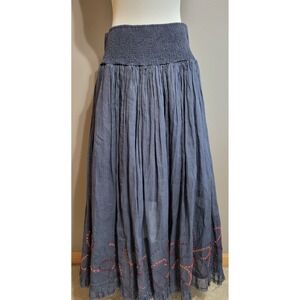 EWA I WALLA Boho Chic Cotton Embroidered Maxi Skirt
